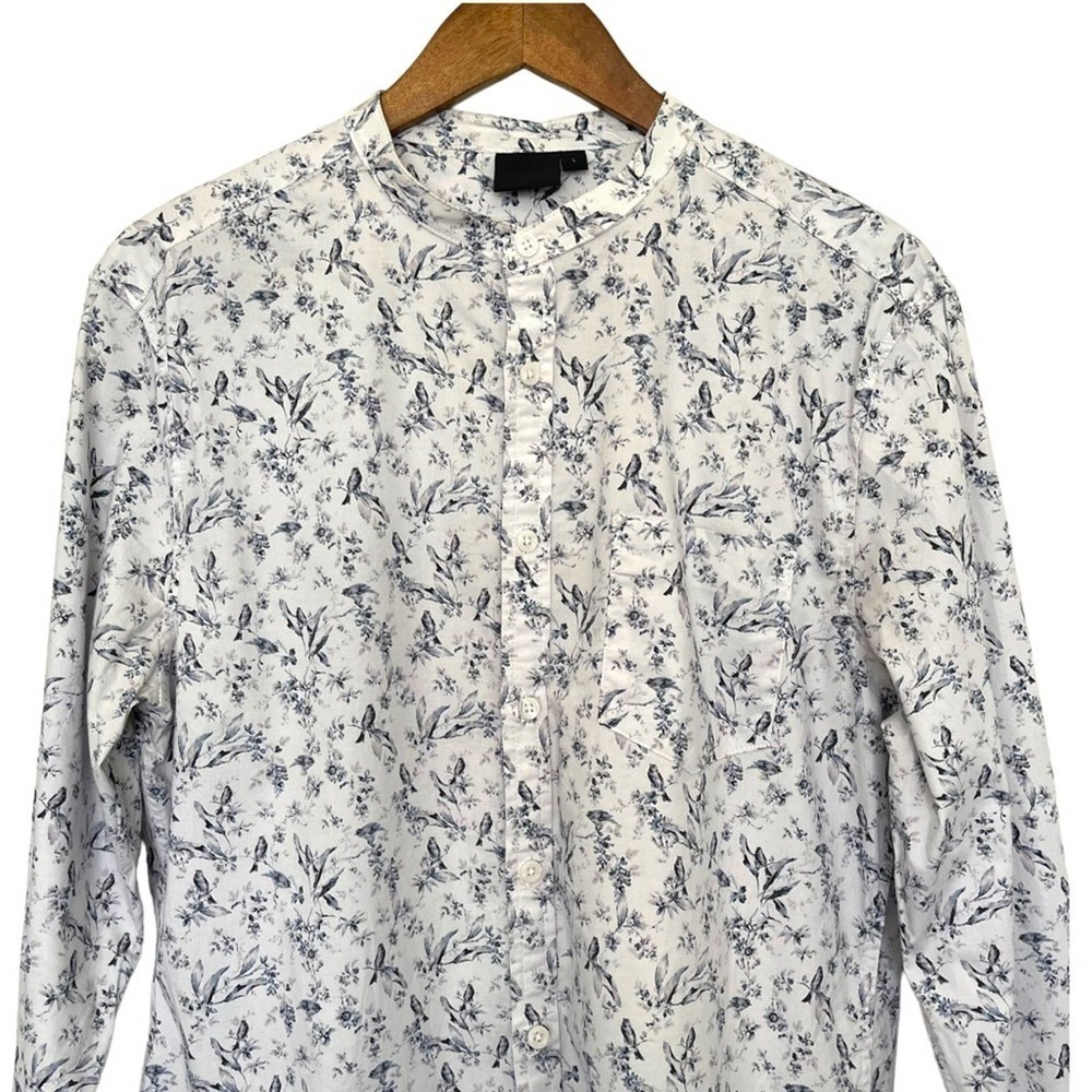 Asos Bird Print Pattern Button Down Shirt Size La… - image 3